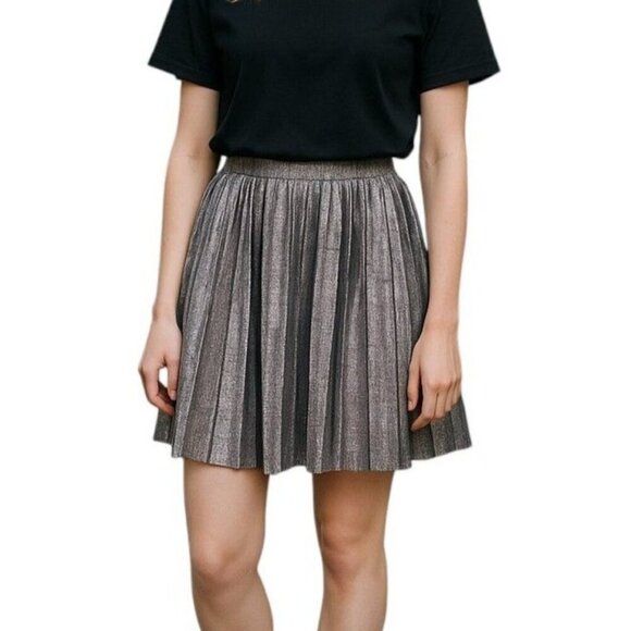 Gap Girls‎ Metallic Silver Pleated Skirt A-Line Elastic Waistband Kids XL 12 NWT - Picture 1 of 10